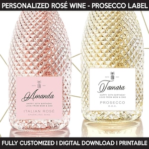 Prosecco Label Replica, Custom Sparkling Italian Wine Label, Personalized Template, Digital Download And Printable Rosé Wine Bottle Label