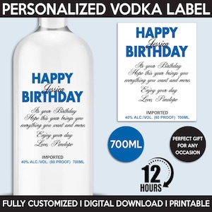 Custom Vodka Label Replica, Personalized Printable Template, Digital Download Vodka Bottle Label, Gift For Birthday, Wedding, Anniversary