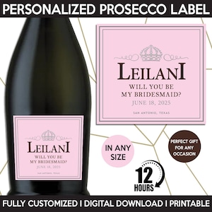 Prosecco Label Replica, Custom Sparkling Wine Label, Personalized Template, Digital Download Printable Bottle Label, Gift Birthday, Wedding