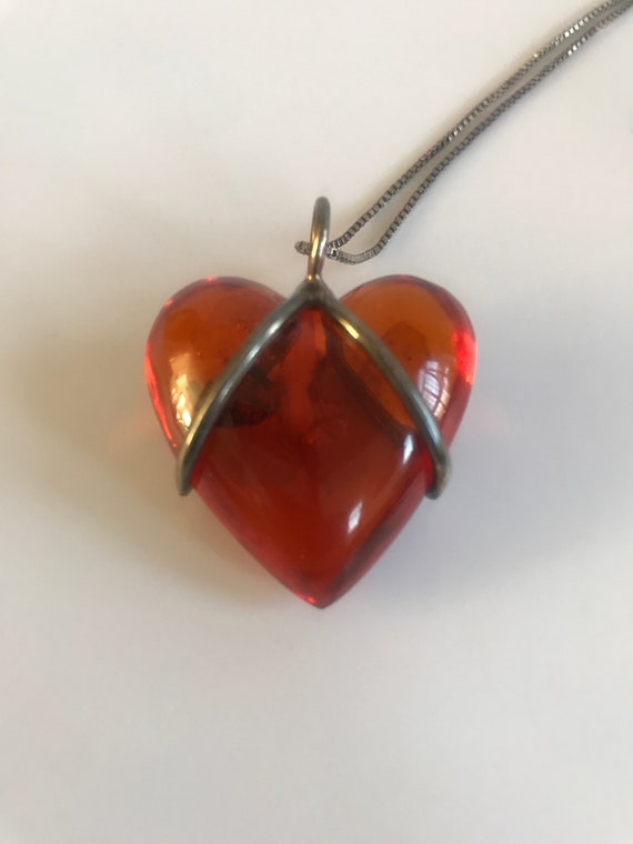 Vintage Puffy Heart Wire Wrapped Necklace