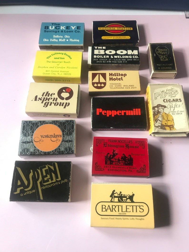 13 Vintage Matchboxes - Etsy