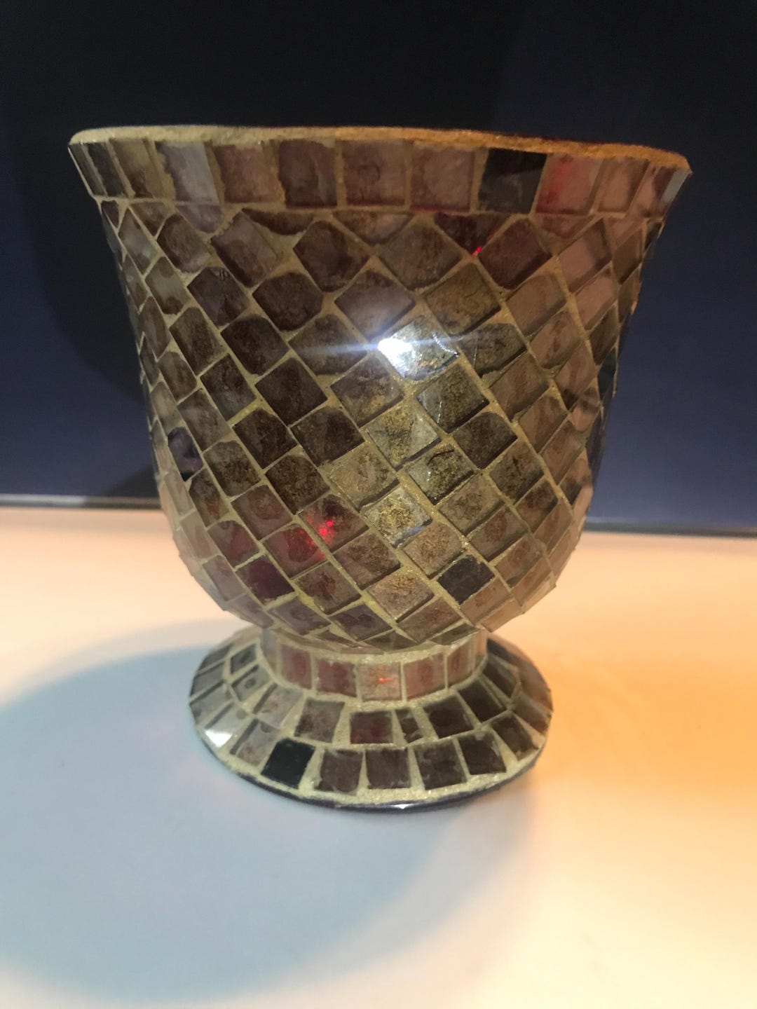 Mosaic Ruby Red Tea Light Candle Holder With 5/8 “ Tiles Attached - Etsy