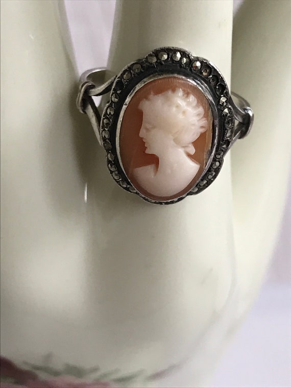 Vintage 925 Silver Cameo Ring