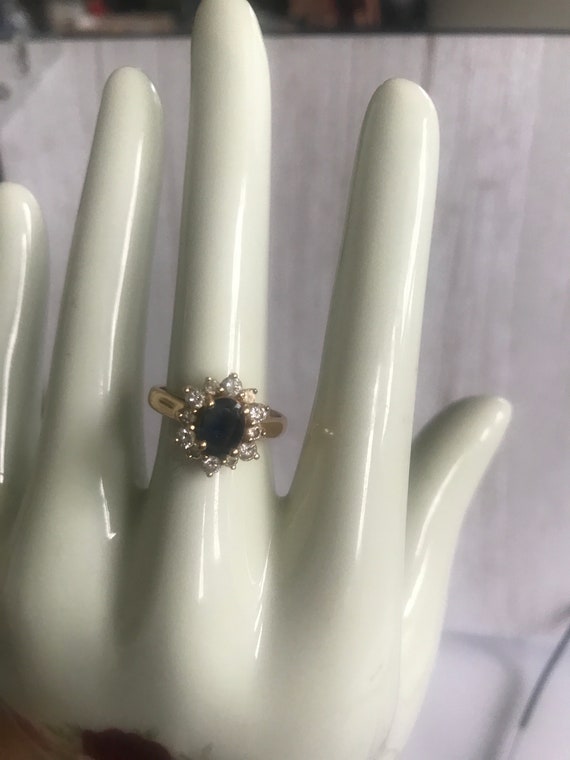Blue Sapphire and Diamond 14k Gold Ring