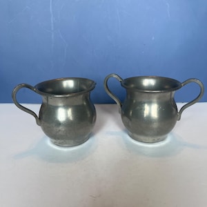Vintage Pewter Cream And Sugar Set