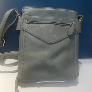 Faux Leather Gray Crossbody Bag