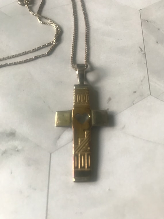 Sterling Silver 14k Gold Cross Necklace