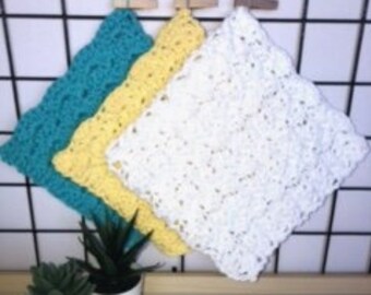 Handmade Dishcloth, Washcloth, 100% Cotton