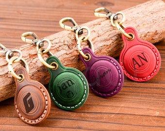 Personalized Leather Airtag Keychain,Custom Airtag Case,AirTag Holder,Leather Keychain on Belt,Key loss, Christmas Gift