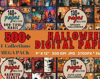 500+ Halloween Digital Papers Mega Bundle – Spooky, Gothic Backgrounds (Digital Download)