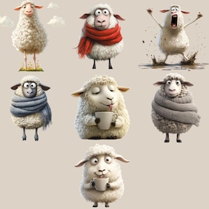 Best-selling 150+ quirky sheep stickers clipart bundle in high-quality PNG format! Featuring funny, cute, and silly sheep illustrations, perfect for scrapbooking, planners, print-on-demand, and creative projects. Instant download for endless fun!
