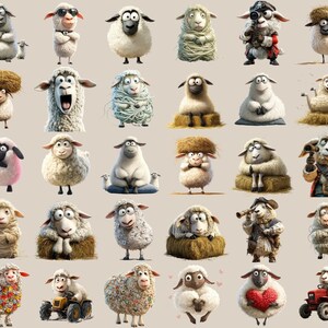Best-selling 150+ quirky sheep stickers clipart bundle in high-quality PNG format! Featuring funny, cute, and silly sheep illustrations, perfect for scrapbooking, planners, print-on-demand, and creative projects. Instant download for endless fun!