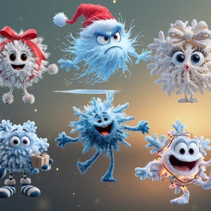 130+ funny quirky snowflakes clipart bundle featuring cute winter snowflake illustrations in high-resolution PNG format. Includes whimsical winter designs ideal for Christmas crafts, holiday cards, stickers, planners, and sublimation projects. This versatile snowflake PNG pack offers unique decorative elements perfect for DIY creators, digital projects, and print-on-demand products.