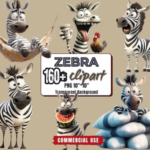 Plus de 160 cliparts zèbres drôles et originaux - Art mignon zèbre - Stickers zèbre dessin animé imprimable - dessin animé zèbre humoristique - arrière-plan Transparent