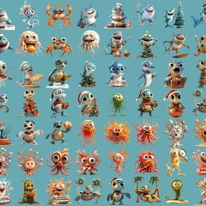 300+ Ocean Life Clipart Bundle – Fish Sea Creatures Corals Marine Life PNGs - Ocean Animals Digital Clipart Underwater Clipart Sea Life PNG