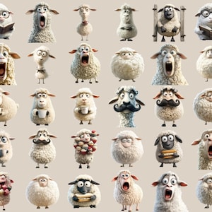 Best-selling 150+ quirky sheep stickers clipart bundle in high-quality PNG format! Featuring funny, cute, and silly sheep illustrations, perfect for scrapbooking, planners, print-on-demand, and creative projects. Instant download for endless fun!