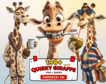 190+ Funny Giraffe Clipart Bundle: Funny Animal PNG - Best SellerTeacher Sticky Notes (Transparent Background, Commercial Use)