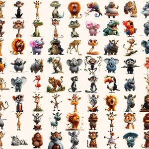 410+ Quirky Jungle Clipart PNG Funny Jungle Clipart - Funny Elongated Illustrations Funny Animal Stickers PNG Quirky Animals Jungle Stickers