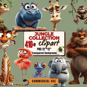 410+ Quirky Jungle Clipart PNG Clipart giungla divertente - Illustrazioni allungate divertenti Adesivi animali divertenti PNG Adesivi animali stravaganti della giungla