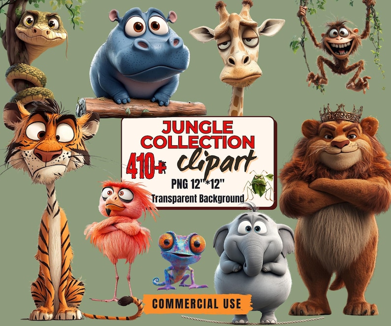 410+ Quirky Jungle Clipart PNG Funny Jungle Clipart - Funny Elongated Illustrations Funny Animal Stickers PNG Quirky Animals Jungle Stickers