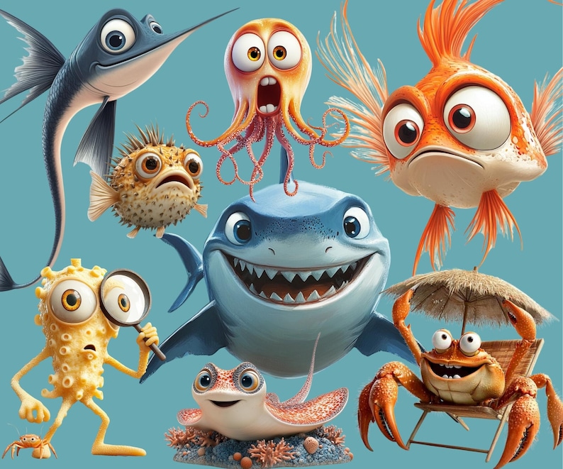 300+ Ocean Life Clipart Bundle – Fish Sea Creatures Corals Marine Life PNGs - Ocean Animals Digital Clipart Underwater Clipart Sea Life PNG
