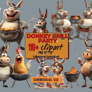 110+ eigenzinnige Donkey Grill Party Clipart PNG Funny Donkey Clipart - Funny langwerpige illustraties Funny Donkey Stickers PNG Funny BBQ-stickers