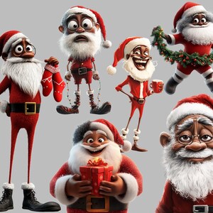 Black Santa Clipart Black Skin santa PNG black santa stickers quirky black santa art black santa digital art cute black santa clipart black santa graphics funny black santa png black skin santa bundle
