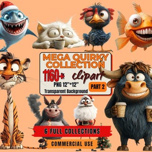 Plus de 1160 méga cliparts – Ocean Life Art Jungle Clipart café animaux âne Thanksgiving noir père Noël PNGs Clipart original autocollants drôles