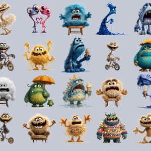 Discover the 130+ Quirky Funny Monster Clipart Bundle featuring silly monster stickers, goofy monster bundle PNGs, and cute monster graphics perfect for kids crafts, monster party clipart, and playful monster designs. Includes monster PNG, cartoon monster art, spooky cute monsters, digital monster PNGs, and colorful monster art for scrapbooking, planners, t-shirt designs, birthday invitations, DIY monster stickers, and print-on-demand projects.