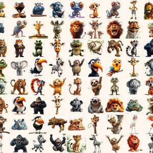 410+ Quirky Jungle Clipart PNG Funny Jungle Clipart - Funny Elongated Illustrations Funny Animal Stickers PNG Quirky Animals Jungle Stickers