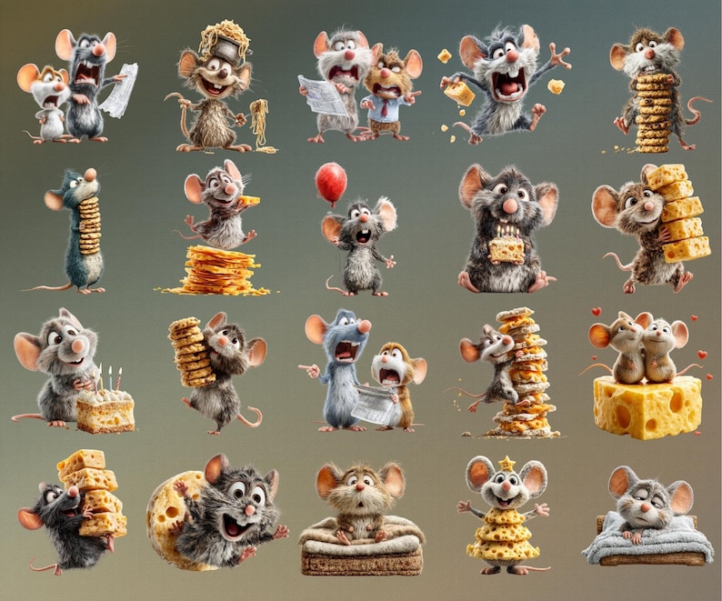Discover 110+ Funny Quirky Mouse Clipart designs featuring adorable, silly, and cartoon-style mice perfect for creative projects. This cute mouse PNG bundle includes digital mouse art, printable mouse stickers and planner clipart ideal for POD designs, kids crafts, wall art, and scrapbooking. High-quality transparent PNGs bring playful charm to every DIY, printable, and digital creation.