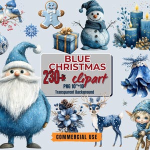230+ Blue Christmas Clipart Bundle – Whimsical holiday elements in high-quality 10x10 inch PNGs, 300 DPI, with transparent backgrounds. Perfect for scrapbooking, DIY crafts, holiday cards, and digital designs. Instant download.