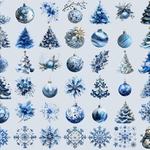 230+ Blue Christmas Clipart Bundle – Whimsical holiday elements in high-quality 10x10 inch PNGs, 300 DPI, with transparent backgrounds. Perfect for scrapbooking, DIY crafts, holiday cards, and digital designs. Instant download.