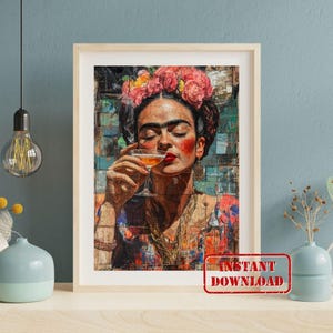 Frida Kahlo Porträt Digitales Poster - Frida Porträt Druck Große digitale Leinwand Feministische Wandkunst Druckbare Wandkunst Poster Digitaldrucke