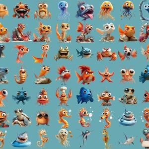 300+ Ocean Life Clipart Bundle – Fish Sea Creatures Corals Marine Life PNGs - Ocean Animals Digital Clipart Underwater Clipart Sea Life PNG