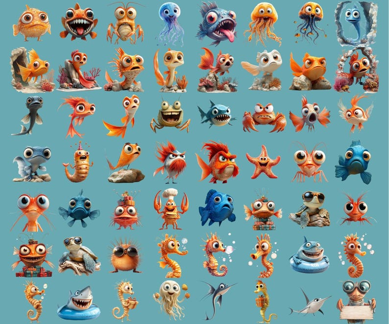 300+ Ocean Life Clipart Bundle – Fish Sea Creatures Corals Marine Life PNGs - Ocean Animals Digital Clipart Underwater Clipart Sea Life PNG
