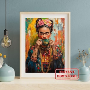 Frida Kahlo Porträt Digitales Poster - Frida Porträt Druck Große digitale Leinwand Feministische Wandkunst Druckbare Wandkunst Poster Digitaldrucke