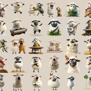 Best-selling 150+ quirky sheep stickers clipart bundle in high-quality PNG format! Featuring funny, cute, and silly sheep illustrations, perfect for scrapbooking, planners, print-on-demand, and creative projects. Instant download for endless fun!