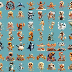 300+ Ocean Life Clipart Bundle – Fish Sea Creatures Corals Marine Life PNGs - Ocean Animals Digital Clipart Underwater Clipart Sea Life PNG