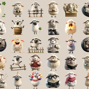 Best-selling 150+ quirky sheep stickers clipart bundle in high-quality PNG format! Featuring funny, cute, and silly sheep illustrations, perfect for scrapbooking, planners, print-on-demand, and creative projects. Instant download for endless fun!