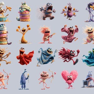 Discover the 130+ Quirky Funny Monster Clipart Bundle featuring silly monster stickers, goofy monster bundle PNGs, and cute monster graphics perfect for kids crafts, monster party clipart, and playful monster designs. Includes monster PNG, cartoon monster art, spooky cute monsters, digital monster PNGs, and colorful monster art for scrapbooking, planners, t-shirt designs, birthday invitations, DIY monster stickers, and print-on-demand projects.
