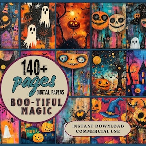 140+ Boo-tiful Magic Halloween Kids Digital Papers – Cartoon Halloween Bright Colorful JPGs for Journals Scrapbook Crafts and DIY Projects
