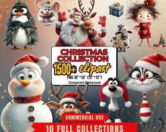 1500+ Mega Weihnachts Clipart Bündel: 10 Volle Weihnachtskollektionen (Kommerzielle Nutzung - Digitaler Download)