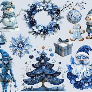 230+ Blue Christmas Clipart Bundle – Whimsical holiday elements in high-quality 10x10 inch PNGs, 300 DPI, with transparent backgrounds. Perfect for scrapbooking, DIY crafts, holiday cards, and digital designs. Instant download.