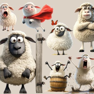 Best-selling 150+ quirky sheep stickers clipart bundle in high-quality PNG format! Featuring funny, cute, and silly sheep illustrations, perfect for scrapbooking, planners, print-on-demand, and creative projects. Instant download for endless fun!