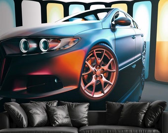 Sport cars print Gaming room decor Peel and stick mural Car art 3d wallpaper for home decor Removable custom wallpaper Abstract wall art