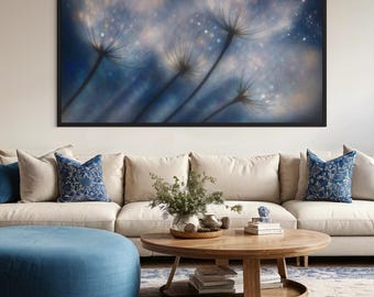Flower wall art Botanical canvas print Nature poster Dandelion painting