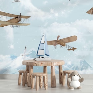Airplane Nursery Wallpaper: Flying Planes Peel and Stick Wall Decals
