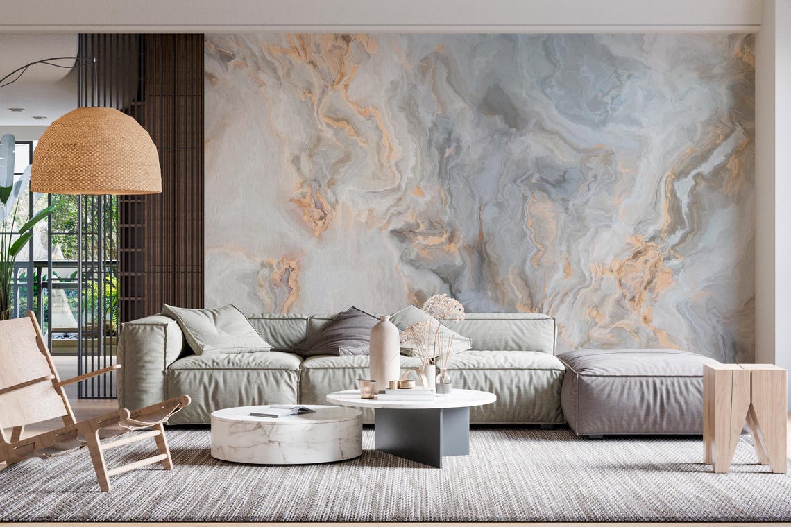 Luxury Marble Wallpaper Gray&brown Wallpaper for Living Room Peel and ...