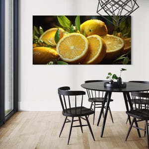 Lemon wall art for kitchen Fruit canvas print for dining room Gift for new apartment lemon wall print Modern citrus wall decor for kitchen